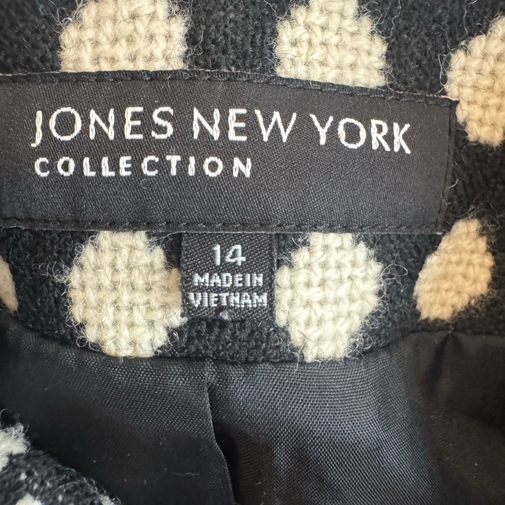 Jones New York Wool Polka Dot Jacket Blazer Classic Chic Size 14 - Picture 8 of 9